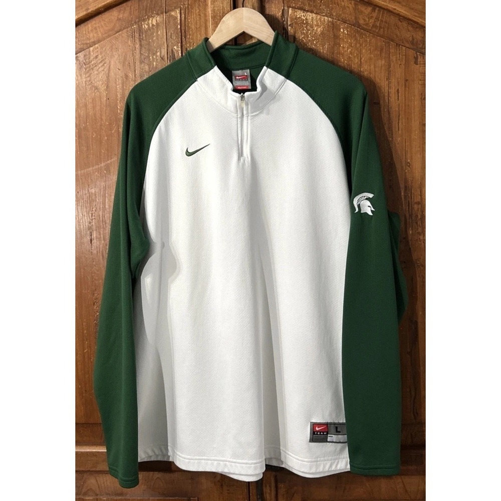 Nike TEAM Men's Michigan State Spartans 1/4 Zip Pullover Large NCAA Trojans EC